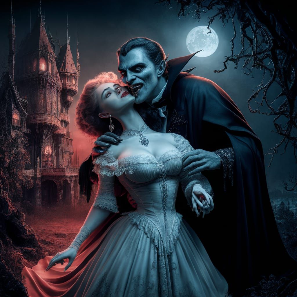Dracula's Bite: A Gothic Horror Scene