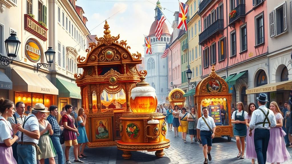 Oktoberfest Parade in Watercolor Style