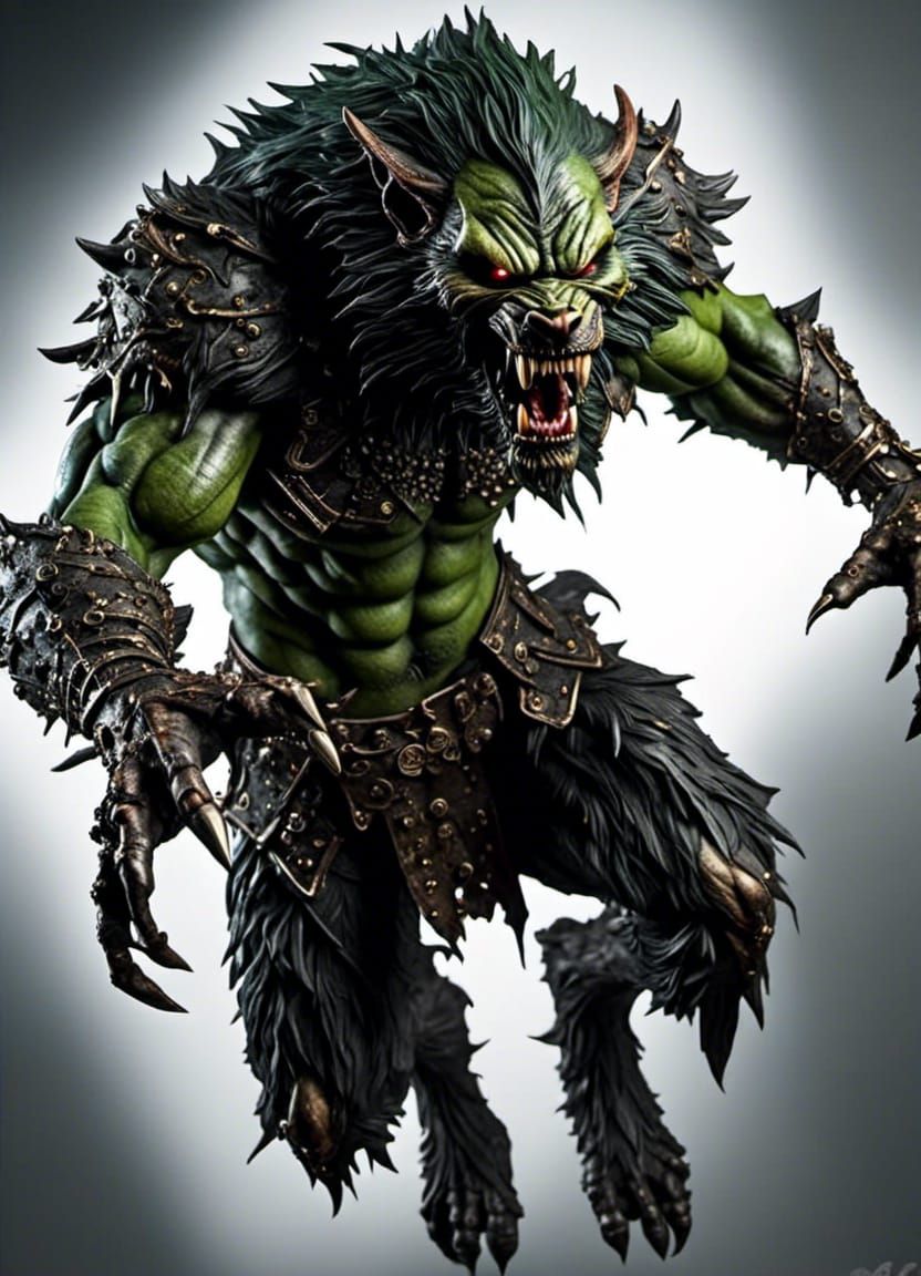 Demonic Corrupted Werewolf in Sinister Action Pose