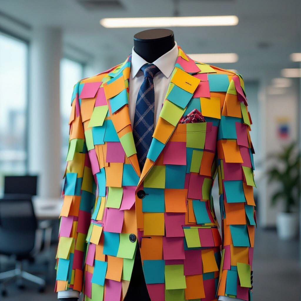 Post-it Note Suit in Corporate Setting