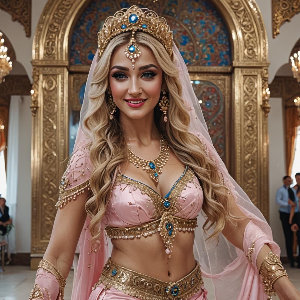 Beautiful Russian Belly Dancer in Wedding Hall, 8k