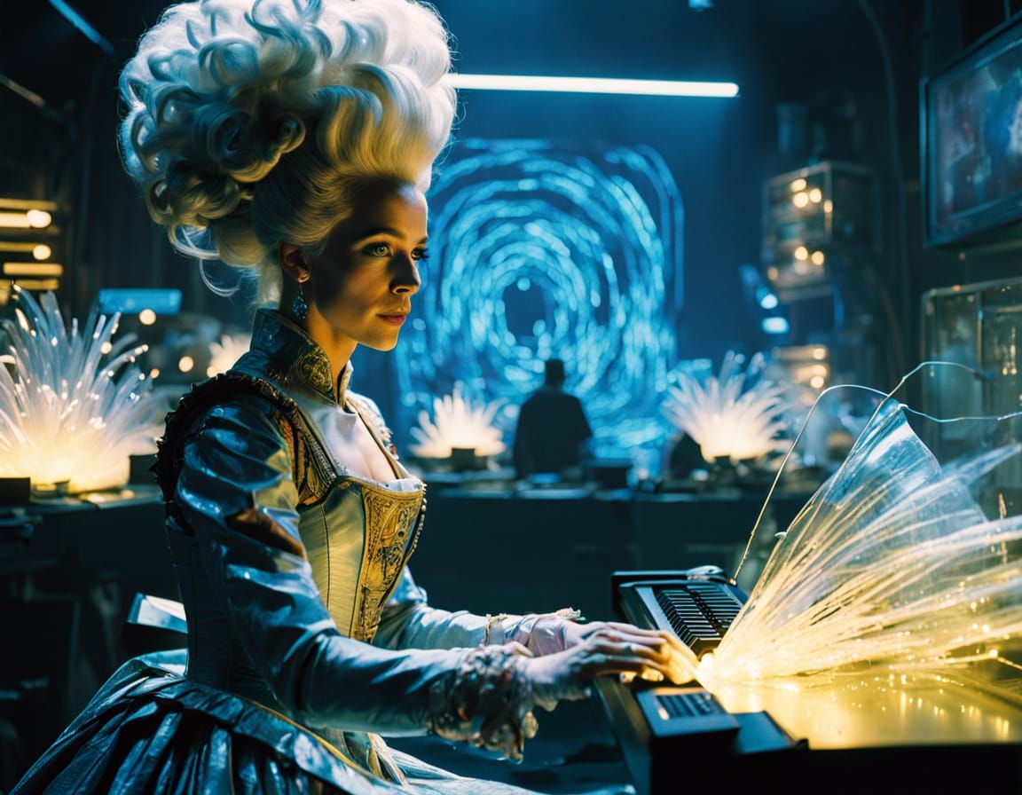 Cyberpunk Marie Antoinette in Neon Paris
