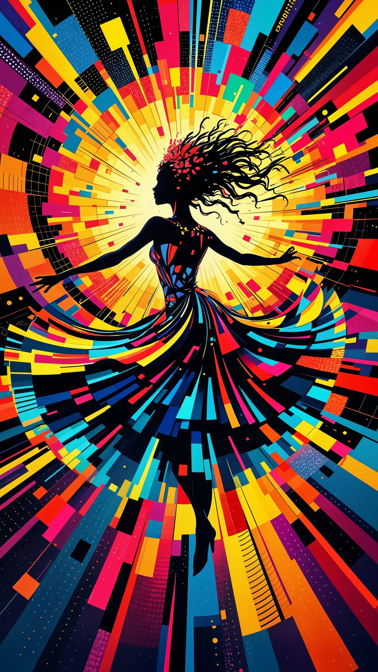 Vibrant Pop Art Geometric Dance