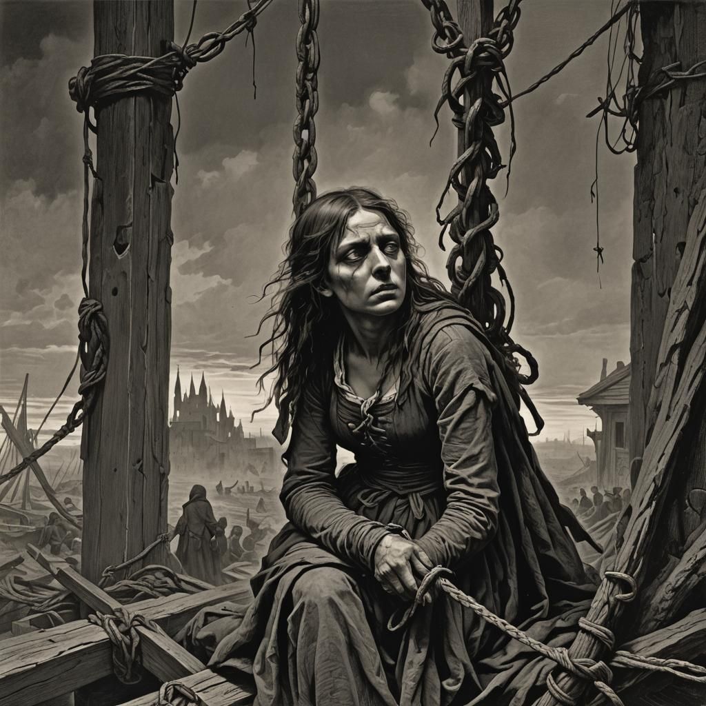 Horrific Illustration of a Tied Up Girl