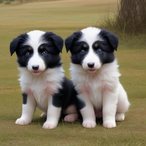 Cute Border Collie Puppies Generated by AI
