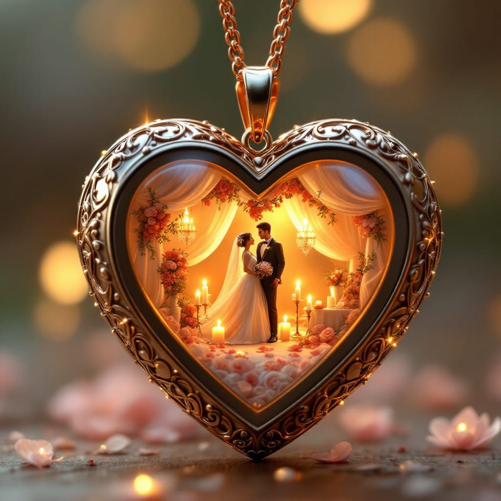 Intricate Locket Holds Miniature Wedding Scene