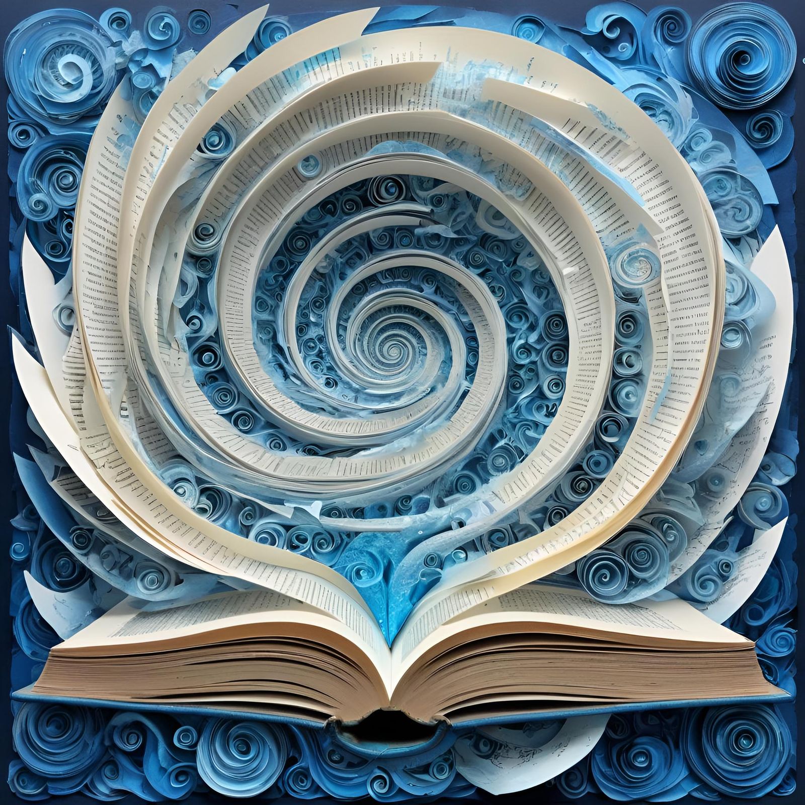 Mystical Books Swirling in Acidic Whirlwind Collage