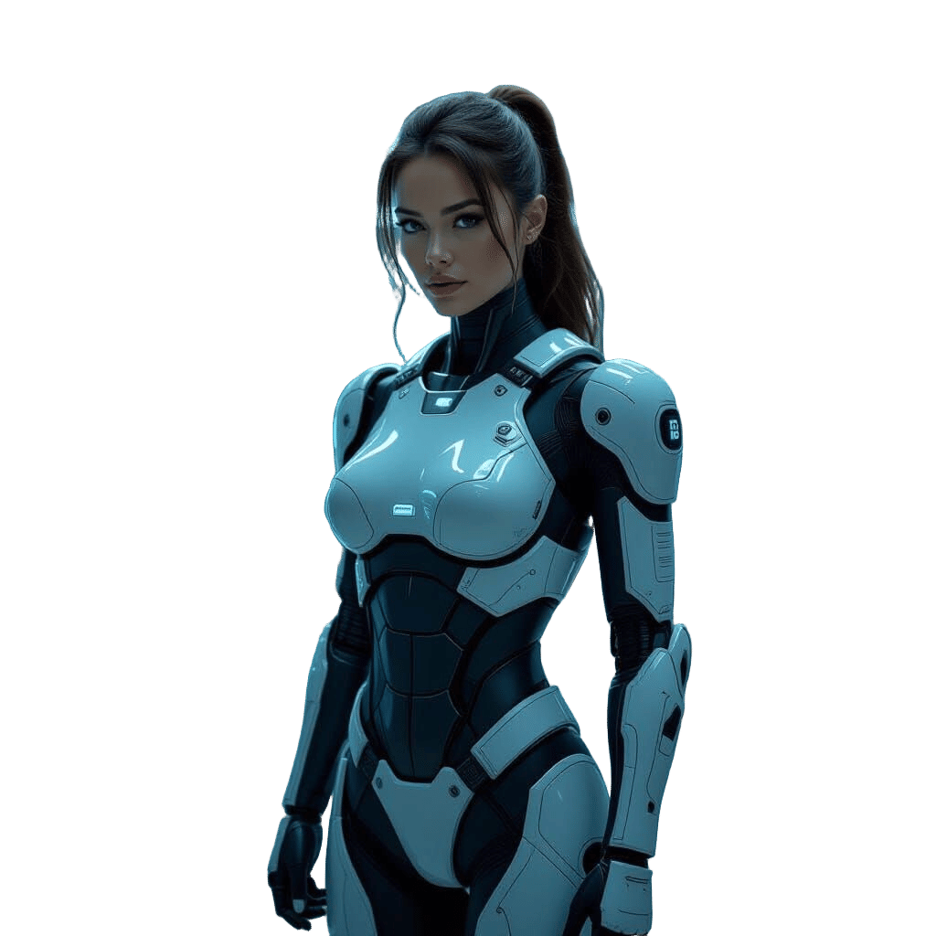 Cyborg in Futuristic Lab, Syd Mead Style