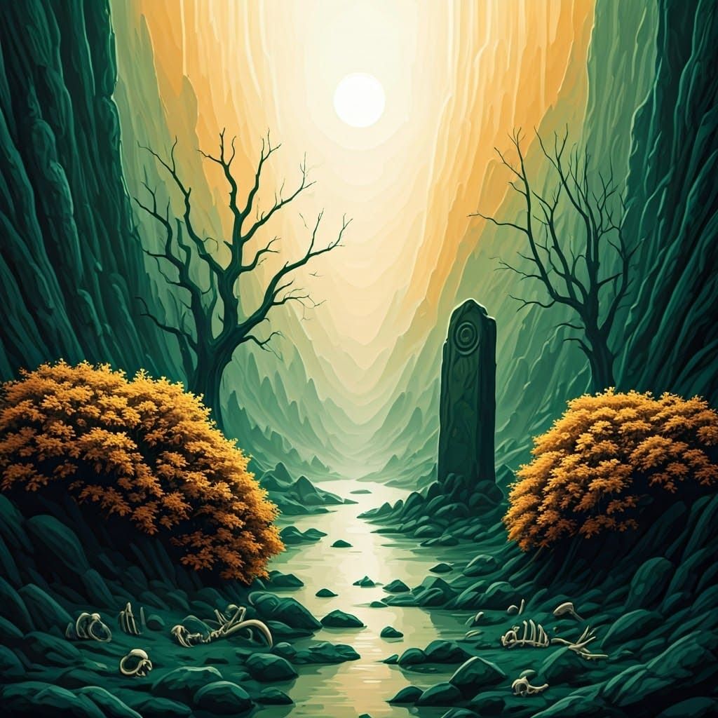 Eerie Valley of the Dead in Graffiti Art Style