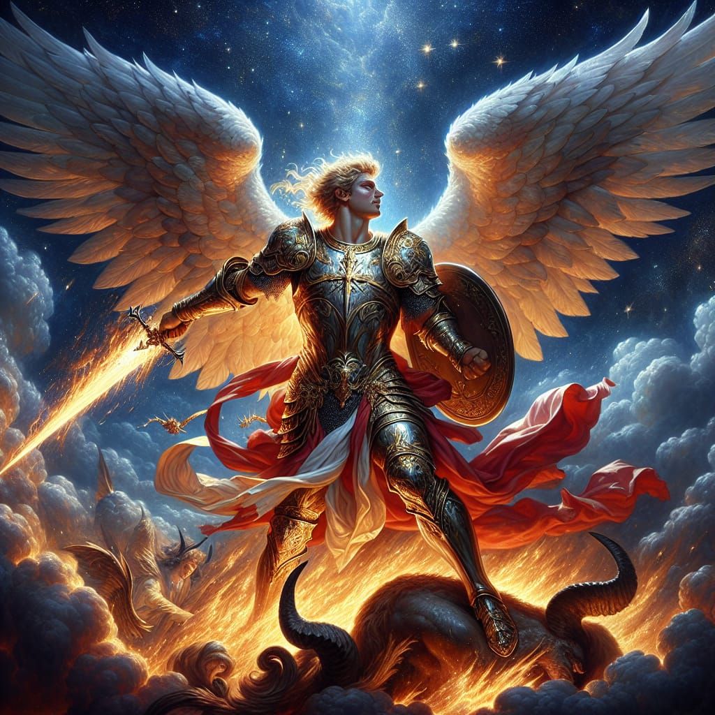Saint Michael: Baroque Art Nouveau Celestial Warrior