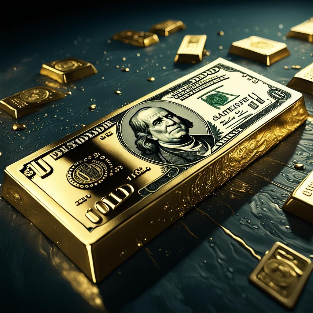 Dollar Bill Transformation into Gold Bar, Digital Art