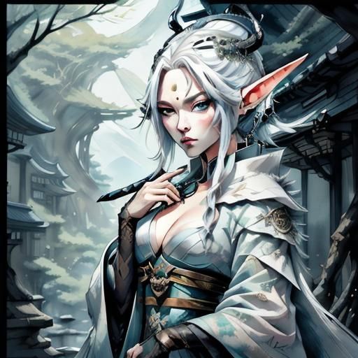 Cruella De Ville as Forest Elf in Anime Style