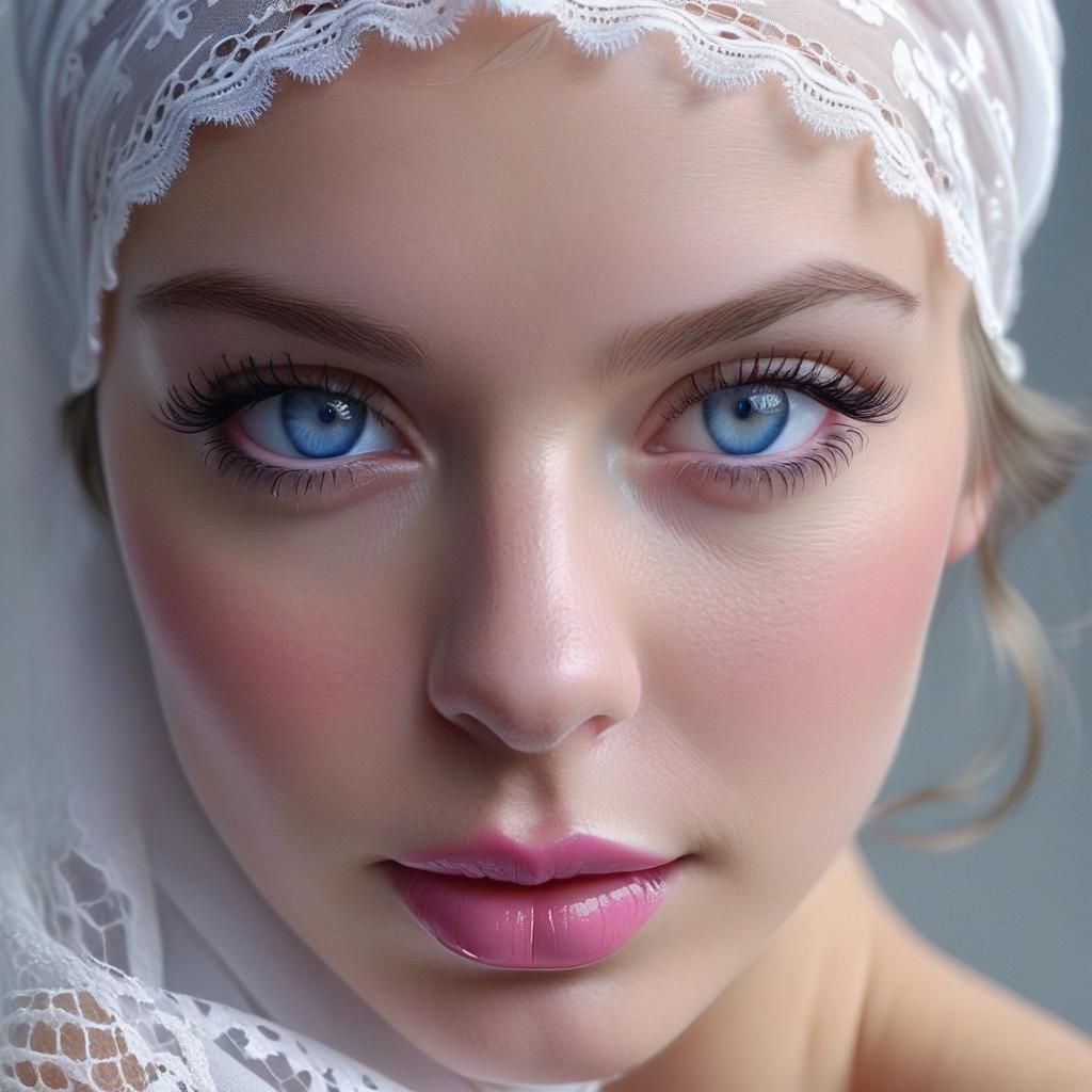Dramatic Close-Up of a Woman with Blue Eyes