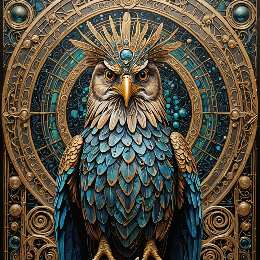 Avian Hierophant in Art Nouveau Binary Dream