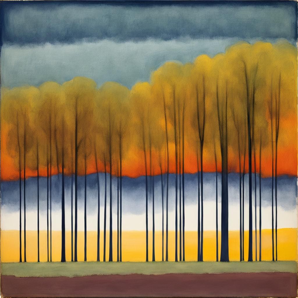 Abstract Treeline in Color Field Style