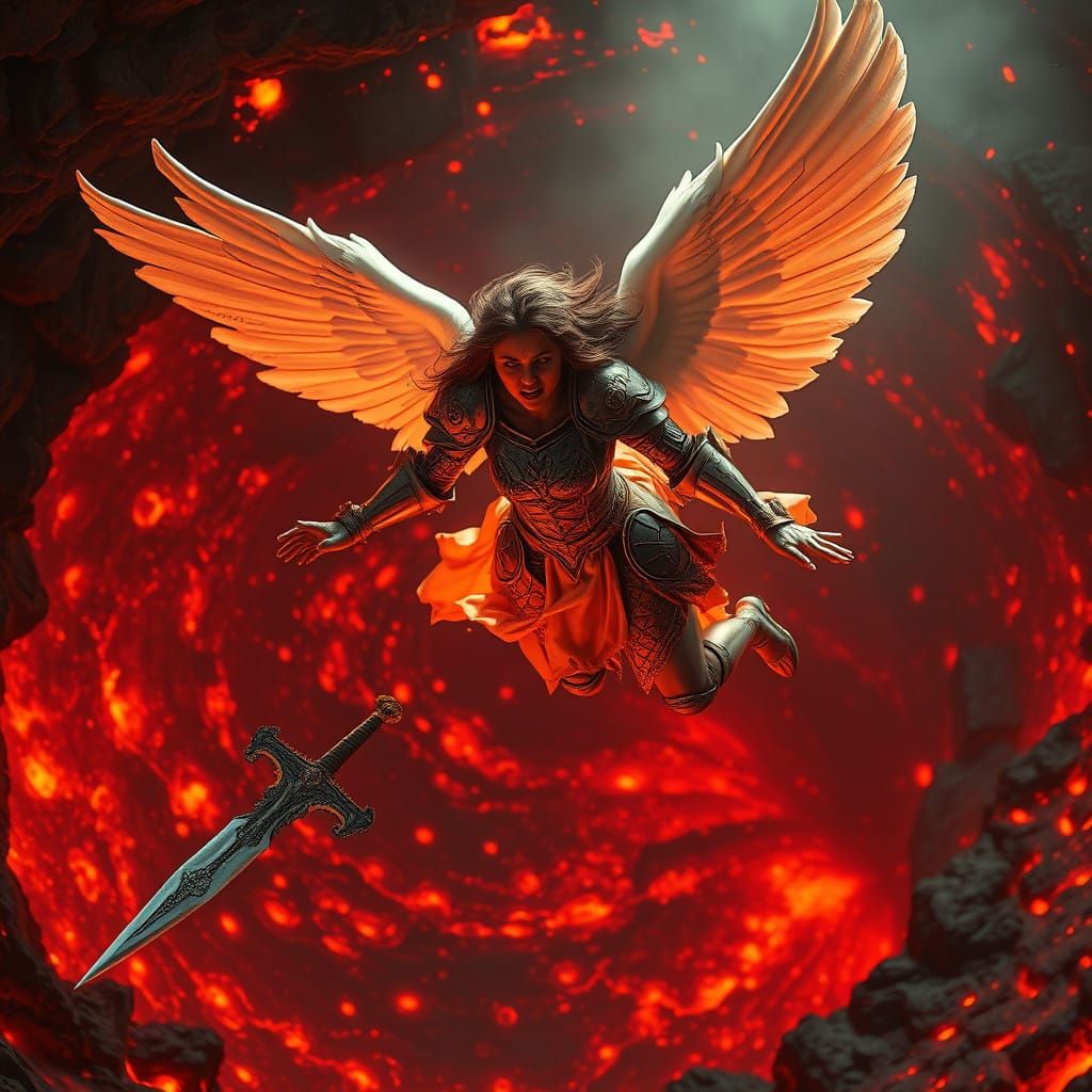 Cracked Angel Falls into Hellish Lava