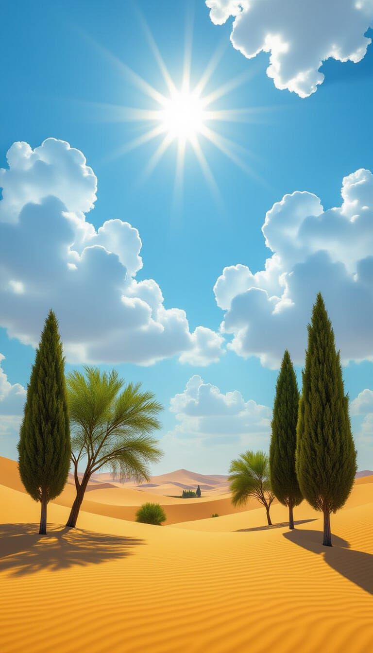 Ultra Realistic Desert Landscape with Divine Light
