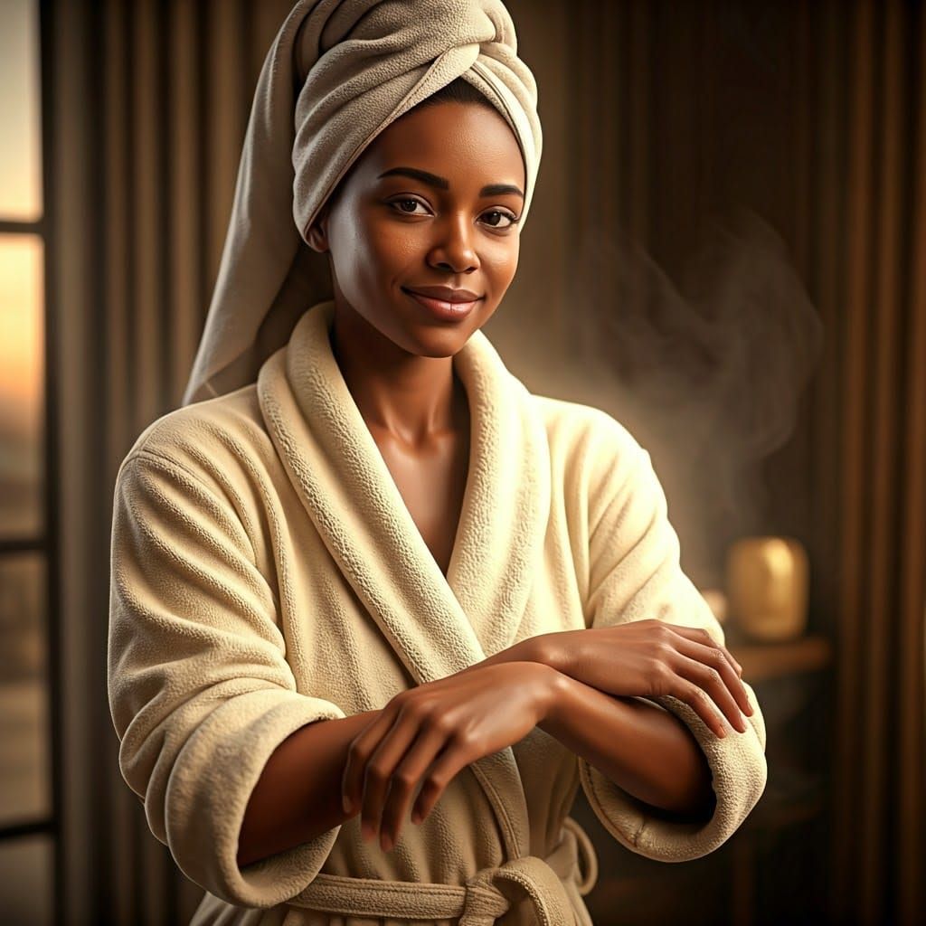 Radiant Woman Applying Lotion: 3D Anime Art