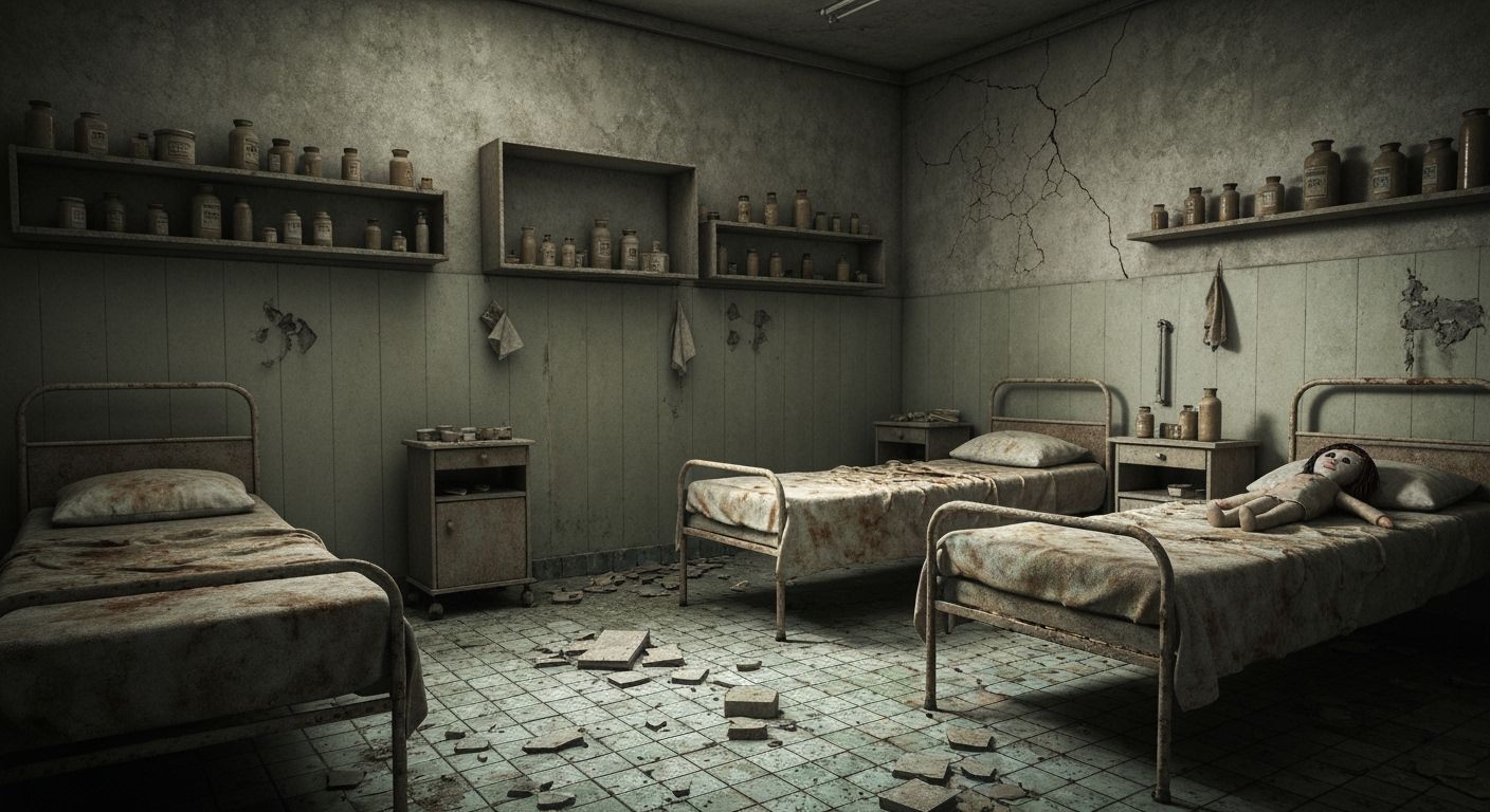 Abandoned Hospital Room with Eerie Doll, Documentary Realism