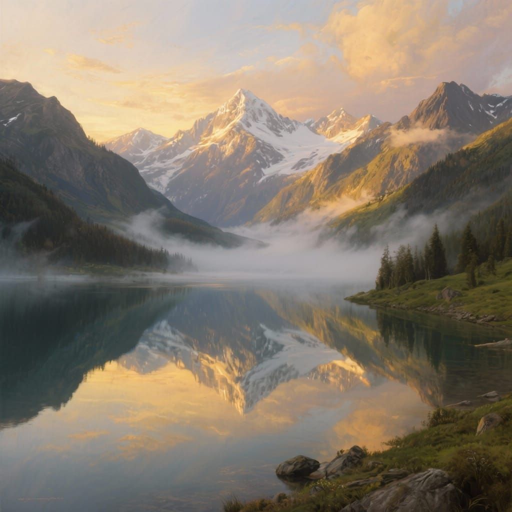 Majestic Mountain Sunrise Over Misty Valleys