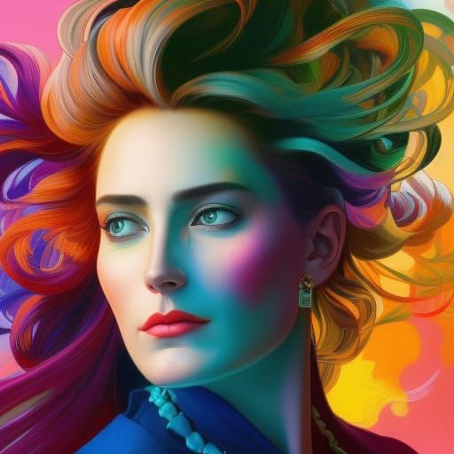 Vivid Rainbow Portrait with Dynamic Lighting