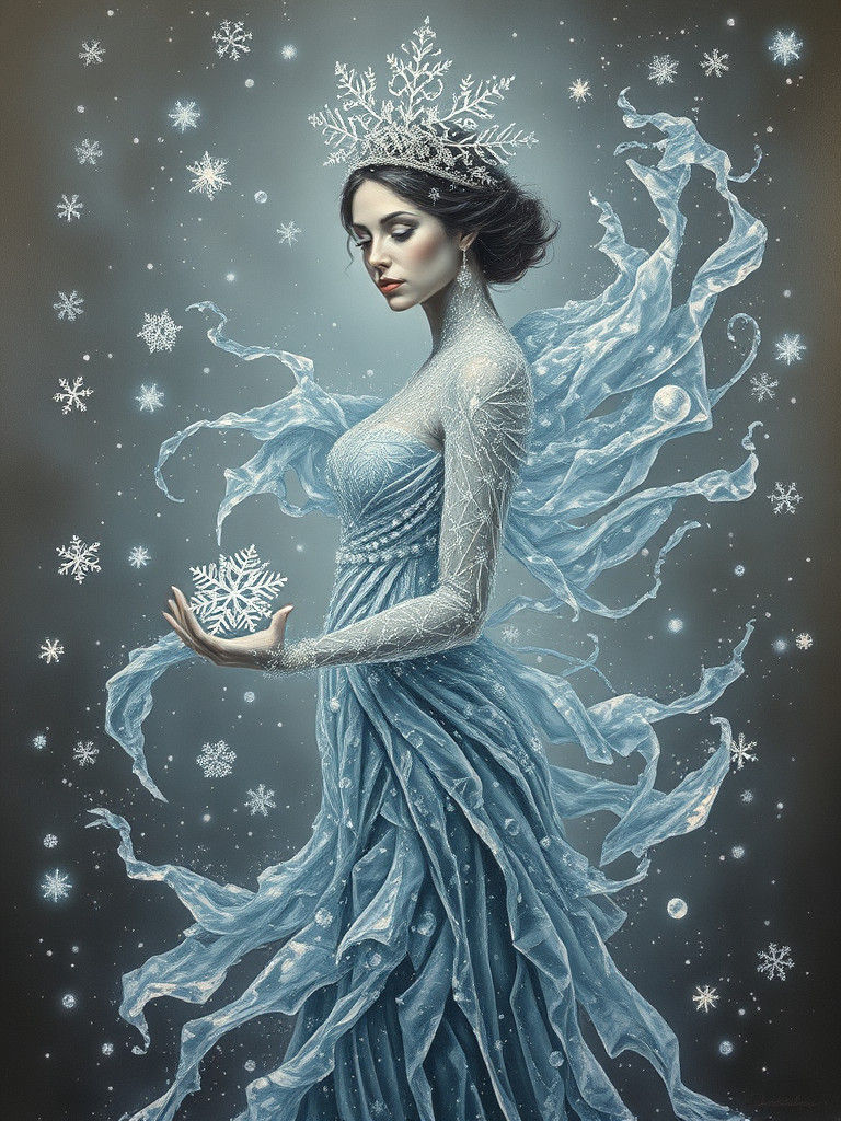 Icy Queen Amidst a Surreal Winter Storm