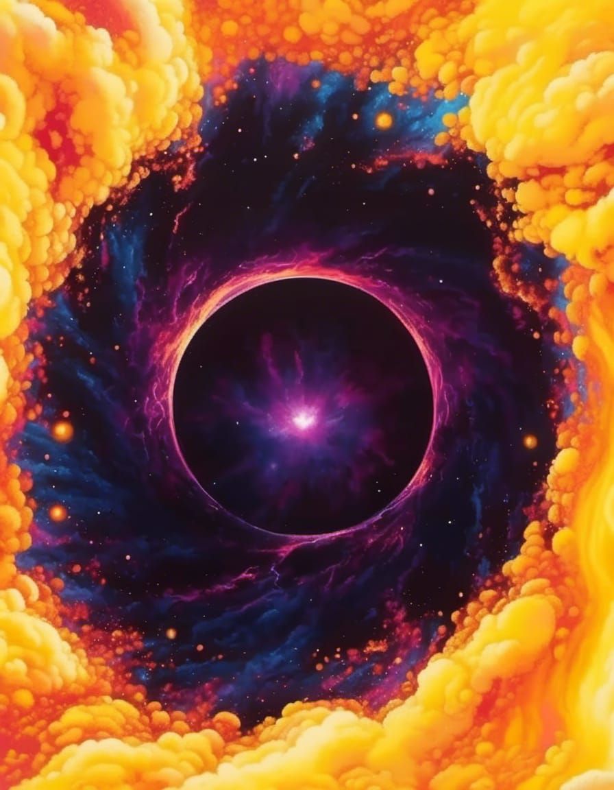 Black Hole Sun in Cosmic Surrealism Style