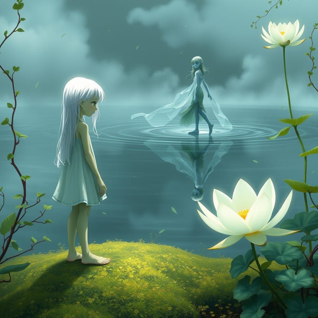 Mystical Anime Forest Glade with Glowing Hair and Whimsical ...