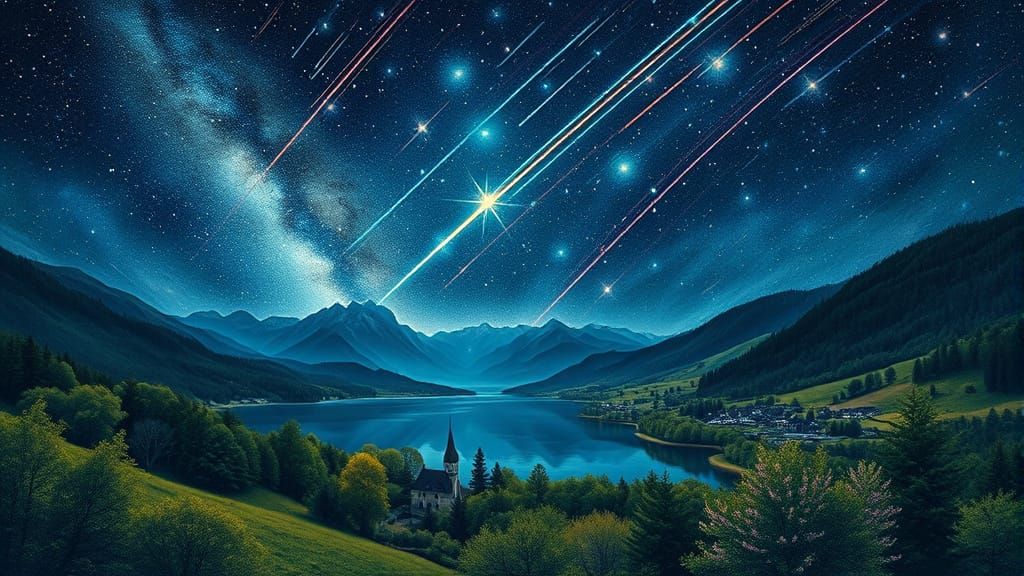 Cosmic Swiss Valley in Vibrant Astral Colors