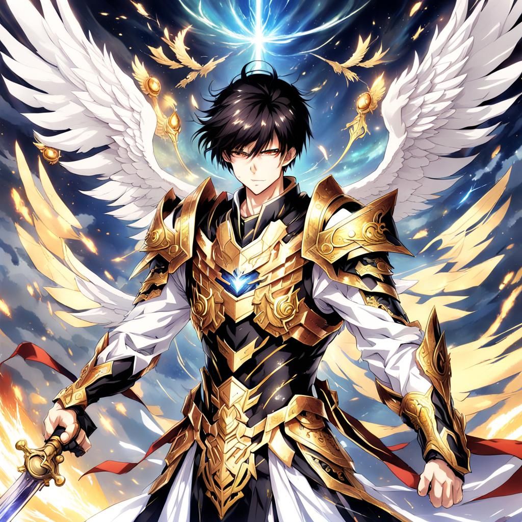 Asian Angel in Seraphim Armor, Anime Style