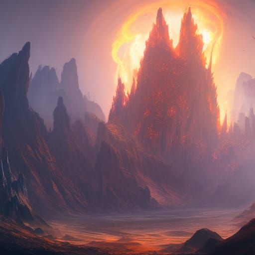 Detailed Matte Painting of Burning Objects