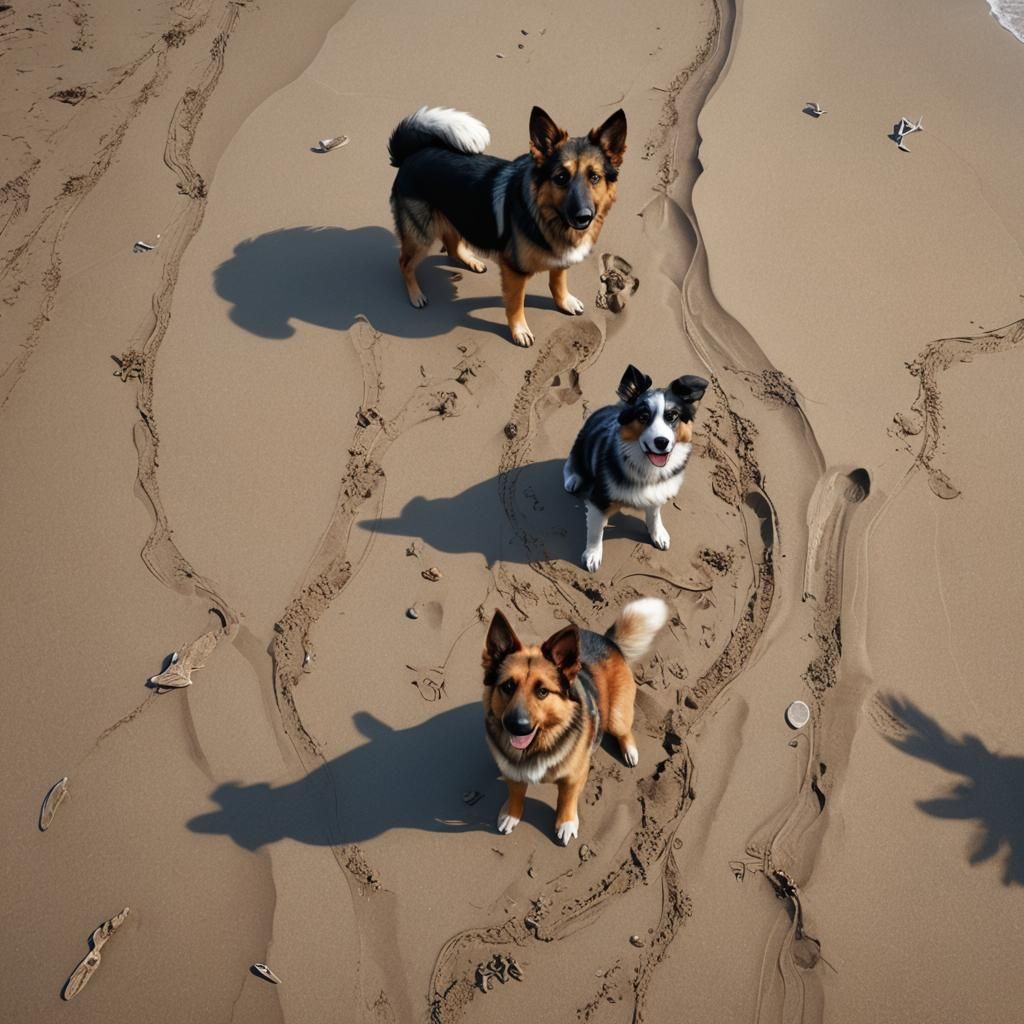 Puppy Friends on the Beach: Fantasy Concept Art