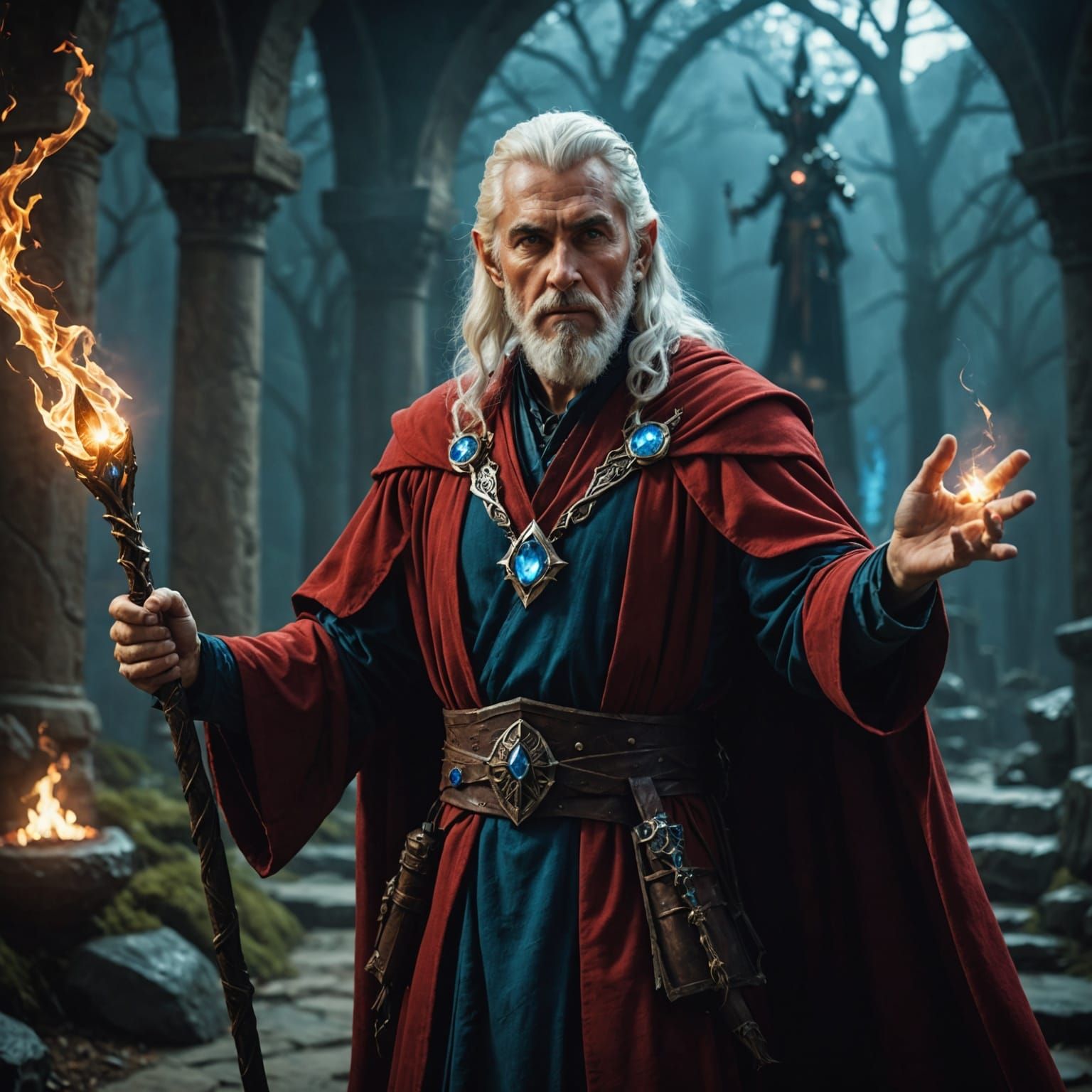 Ethereal Eladrin Wizard in Cinematic Grandeur