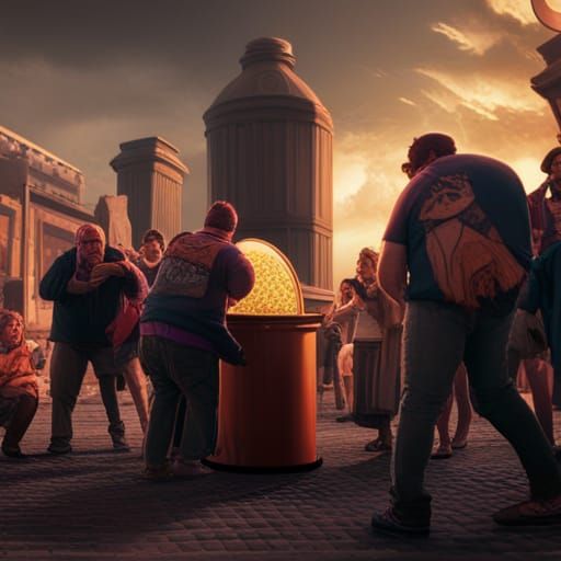 Dark Fantasy: Man Eats Burgers from Trash