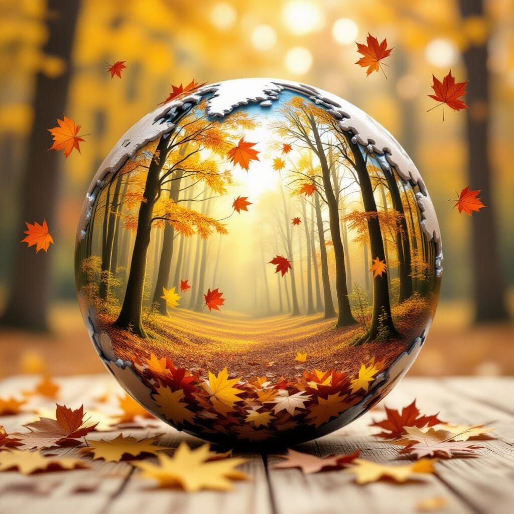 Autumn Forest World Encased in a Globe