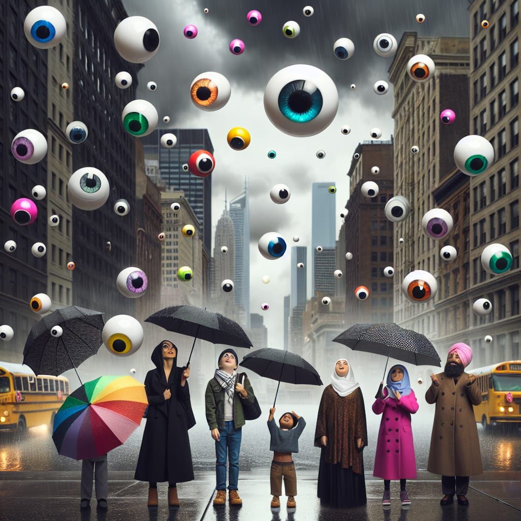 Surreal Cityscape Drenched in Googly Eyes