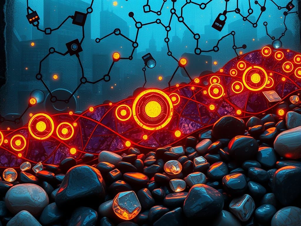 Neon Orbs Dance Across Cyberpunk Skies in a Tapestry of Ligh...