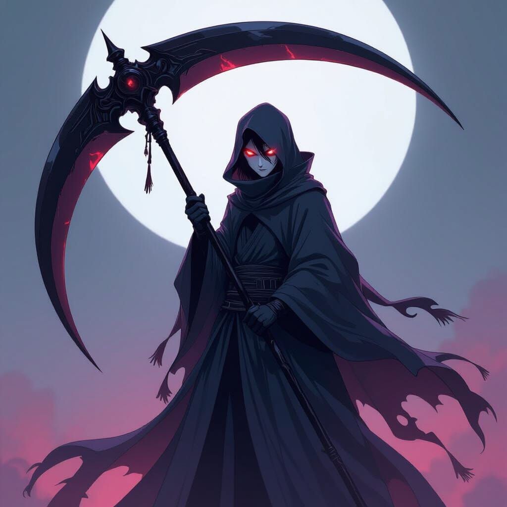 Anime Reaper Character With Black Scythe