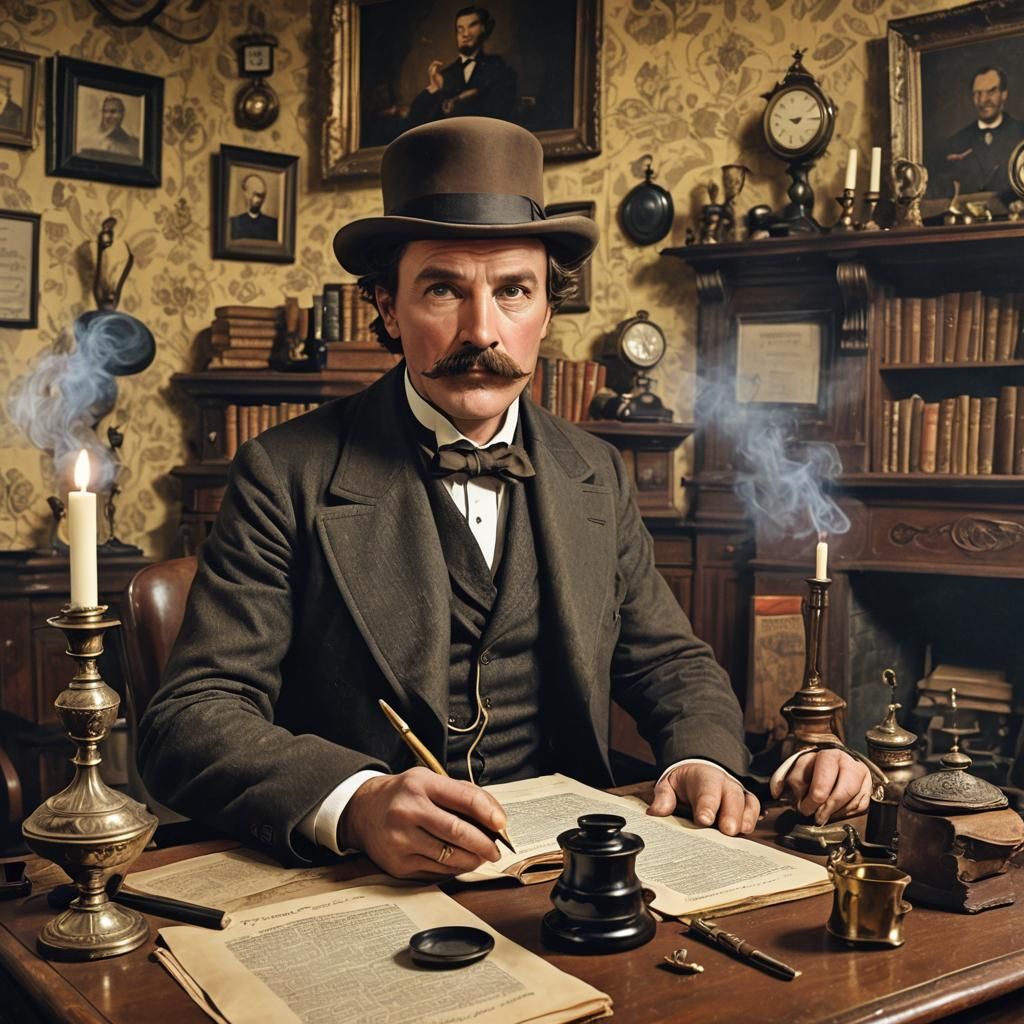 Dr. Watson in Victorian Study with Snake