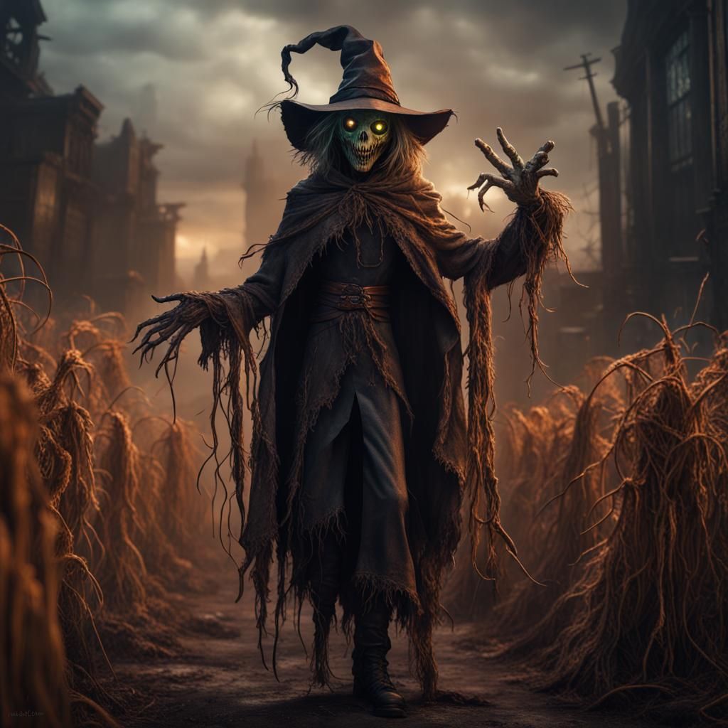 Demonic Eldritch Scarecrow: Detailed Matte Painting