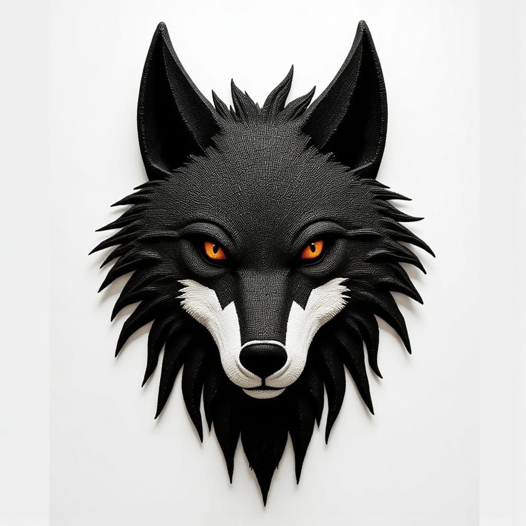 Wolf Head in Stone Age Silhouette Style