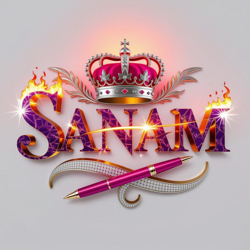 Sanam Name in Fiery Gold Typography