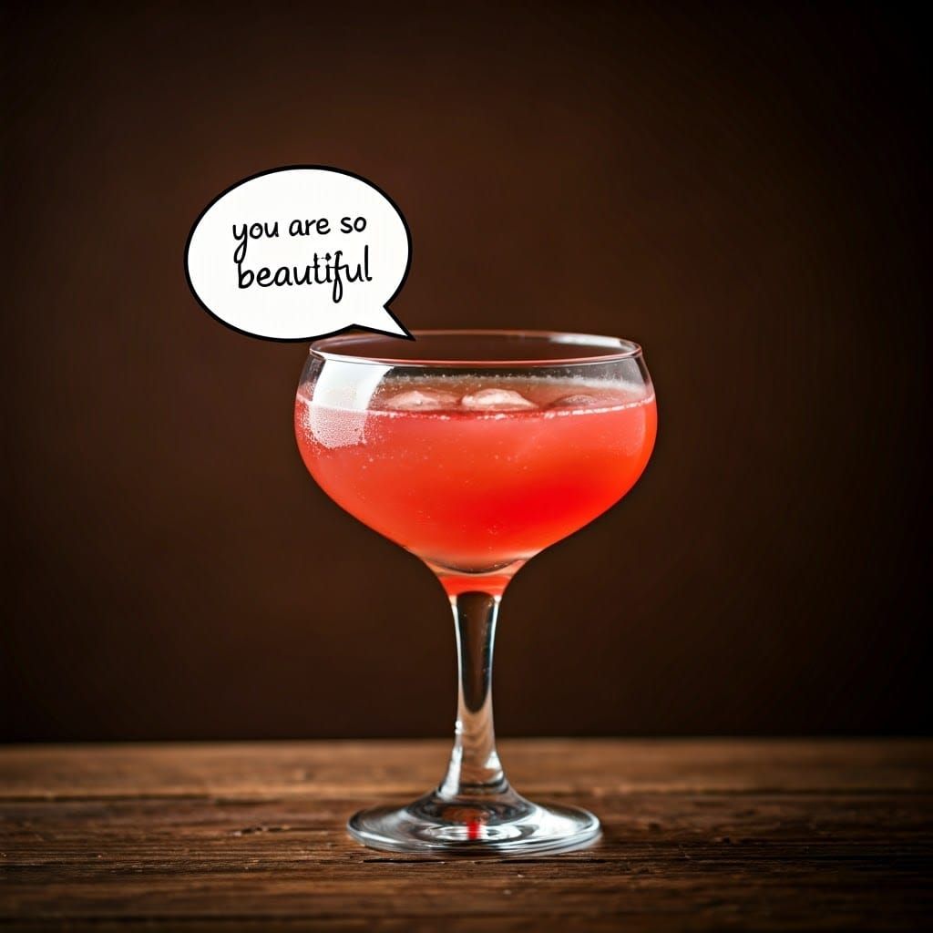Chatty Cocktail Expresses Admiration with Speech Bubble