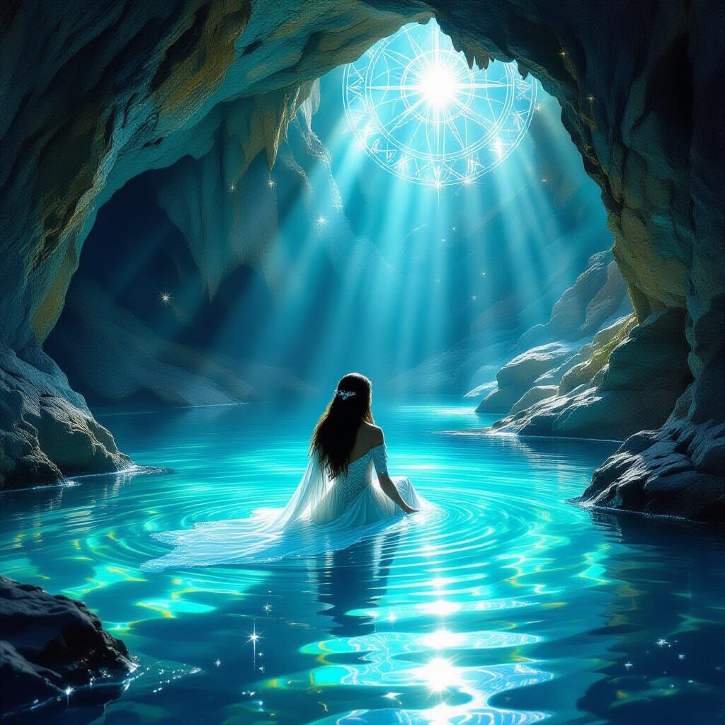 Ethereal Lady of the Lake in Luminescent Grotto
