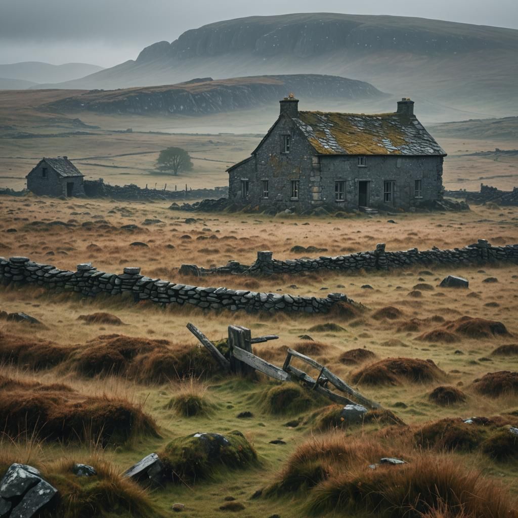 Bleak Moorland Farmhouse Matte Painting