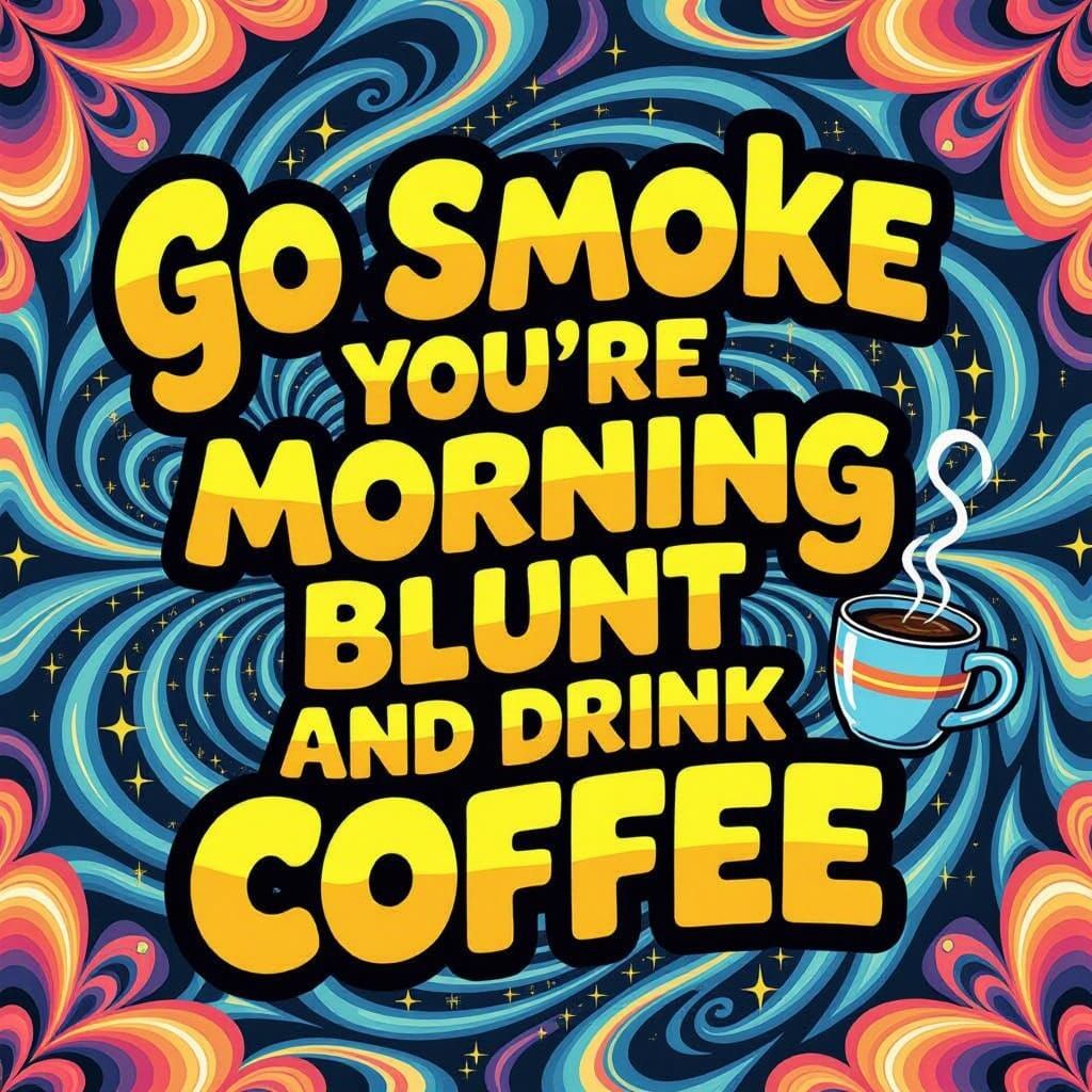 Psychedelic Morning Blunt Wallpaper with Cartoonish Cursive ...