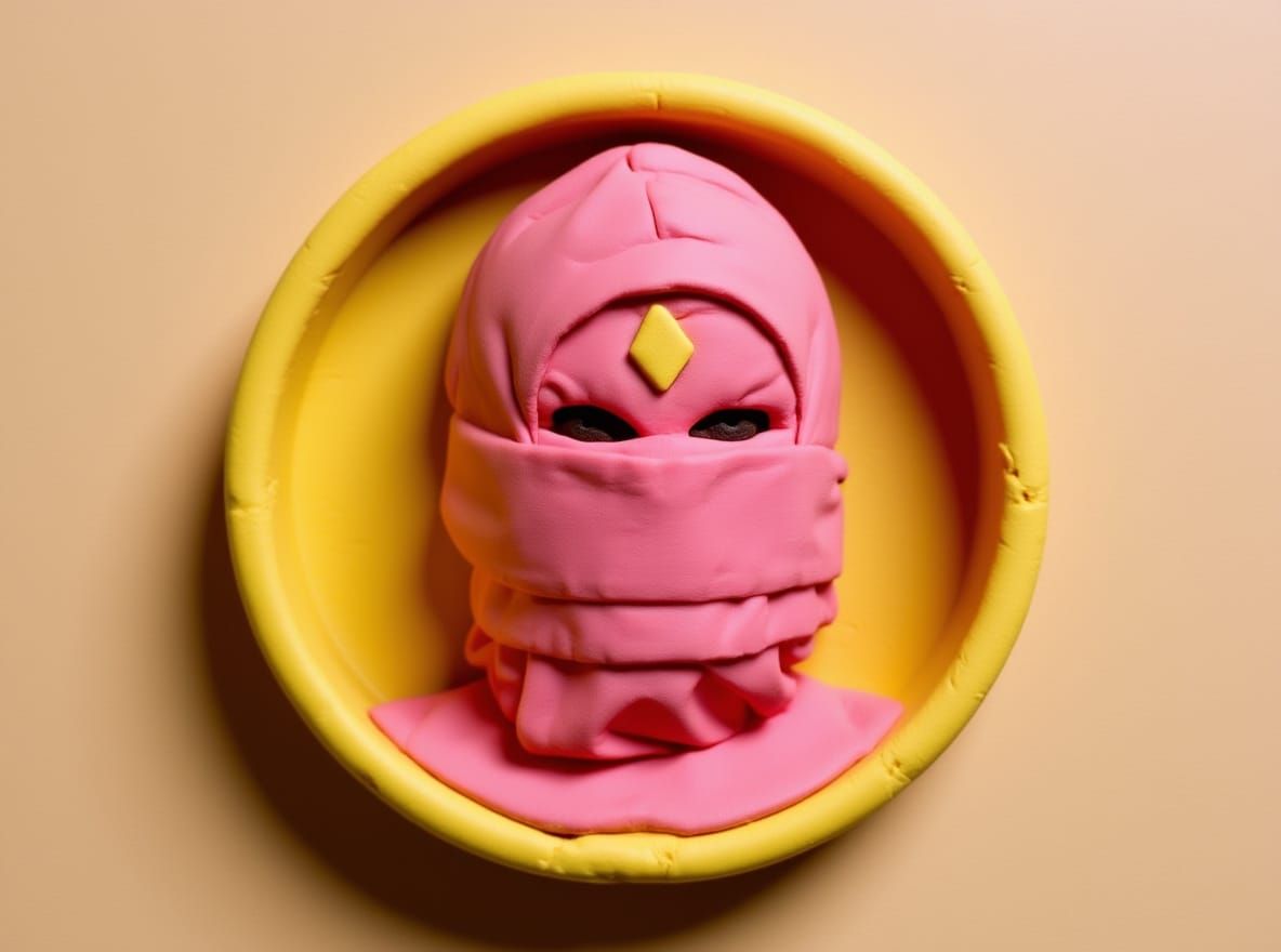 Pink Power Ranger in Claymation Style