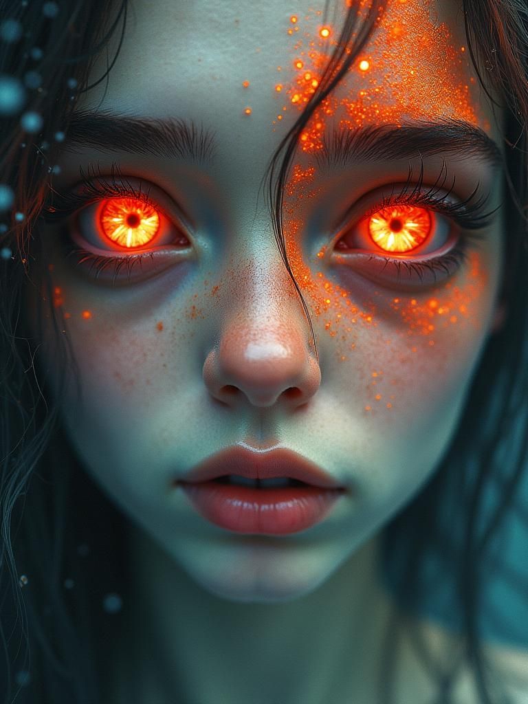 Superfluid Helium Eyes Character Design in Photogram Style