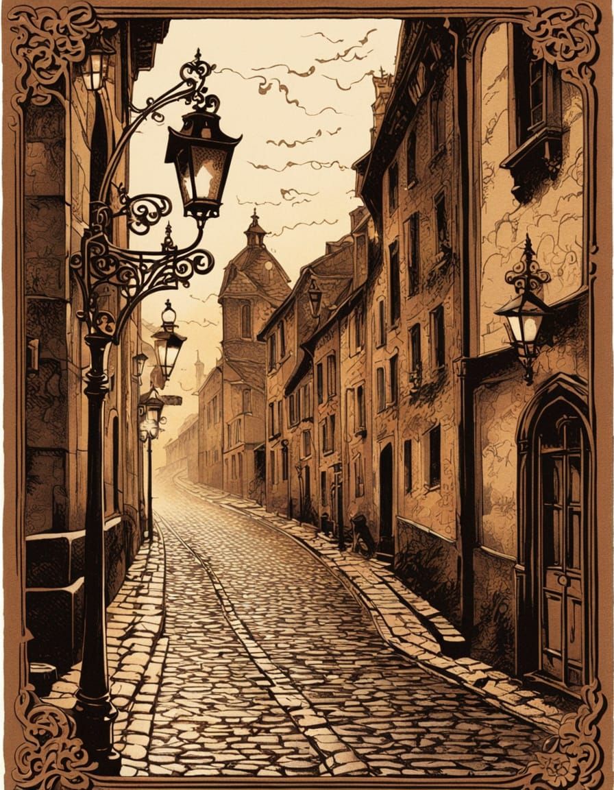 Romantic European Alley with Baroque Lace Border