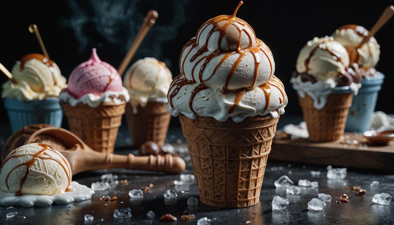 Hyperrealistic Ice Cream Portrait in Studio Lighting